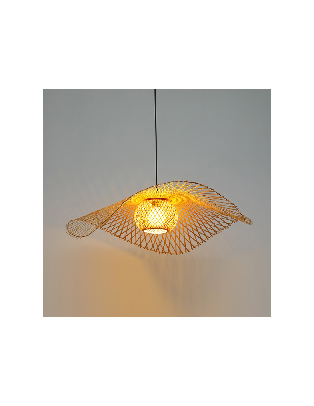 Bambou Tissage Lampe de Table Petit Exquis Abat-Jour en Bambou