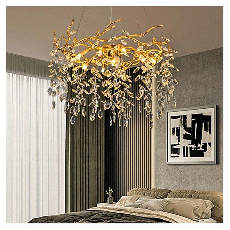 Lustre Cristal Branche Doré