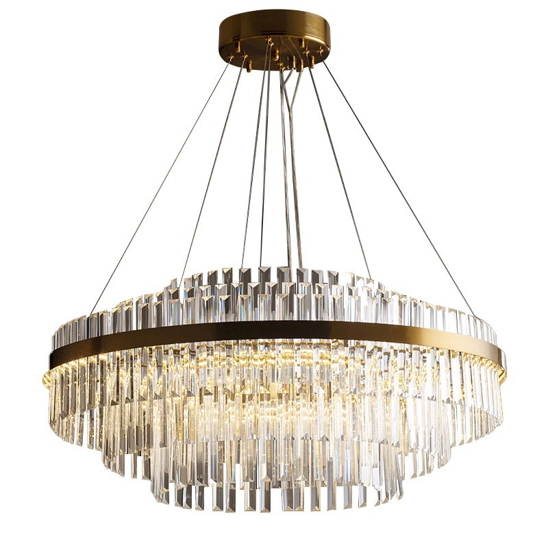 Led Crystal Brass Chandelier