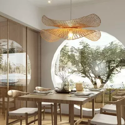 Bamboe geweven lotus hanglamp 2