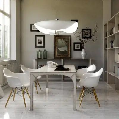Lederam manta suspension / plafonnier blanc chaud suspension noire dia 40cm 2