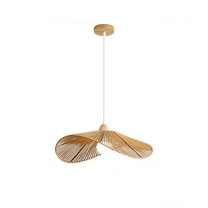 Retro Zen Straw Hat Rattan Pendant...