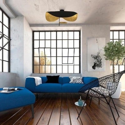 Lederam manta suspension / plafonnier blanc froid plafonnier noir dia 40cm 2