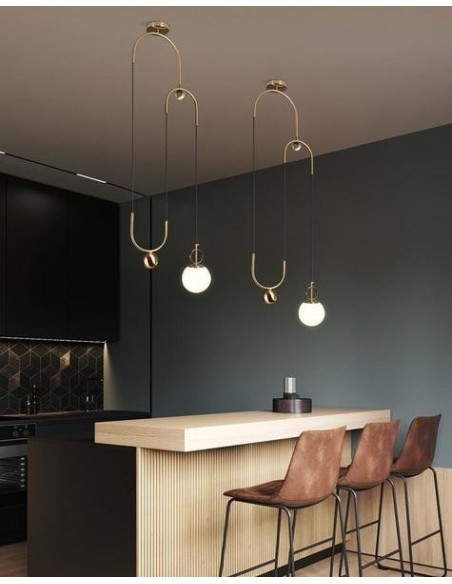 Glass ball pendant lamp