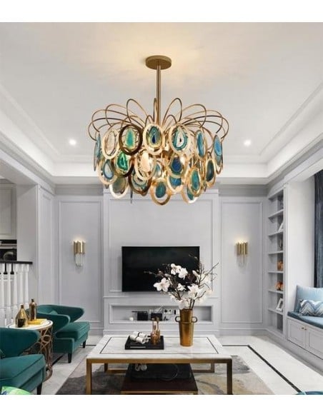 Luxury pendant Slice agate chandelier