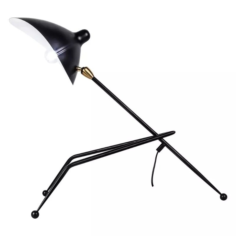 Lampe de table en métal trépied