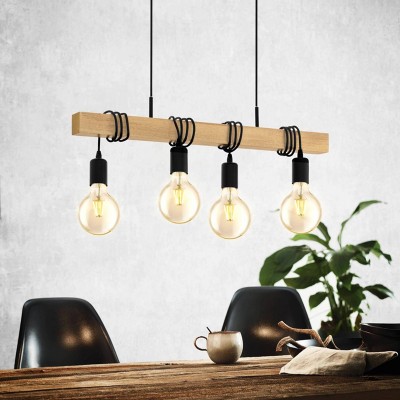 Lampe à suspension en bois à 4 lumières TOWNSHEND 2