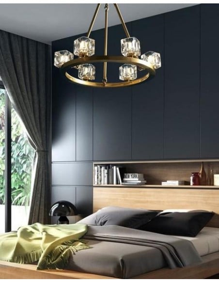 Crystal round chandelier/Brass Crystal series