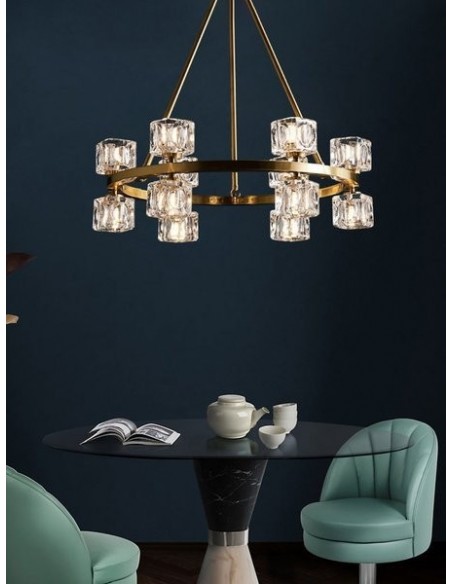 Crystal round chandelier/Brass Crystal series