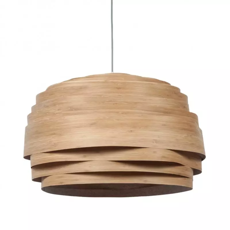 Rustic Wood Drum Veneer Pendant Light...