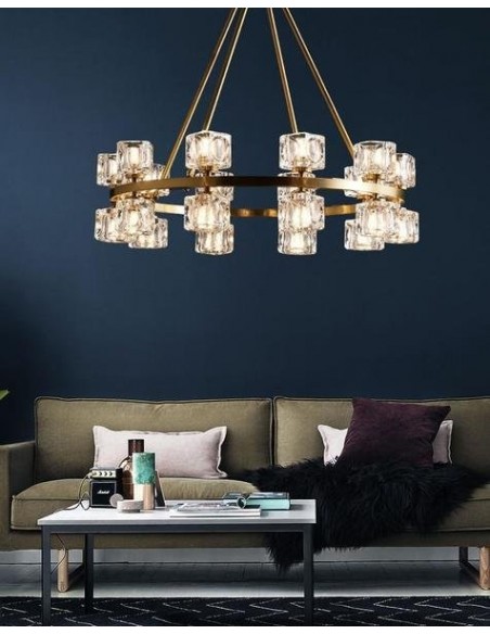 Crystal round chandelier/Brass Crystal series