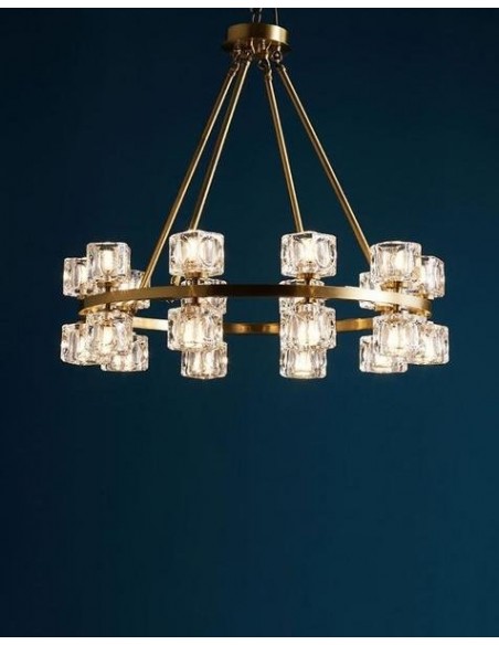 Crystal round chandelier/Brass Crystal series