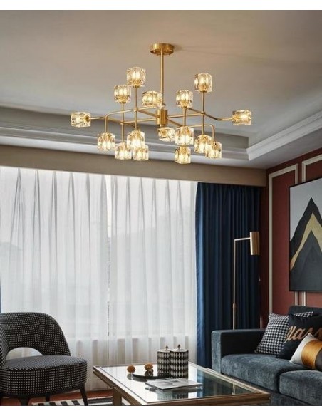 Square Crystal chandelier/Brass crystal chandelier