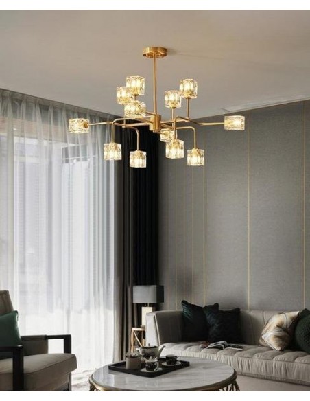 Square Crystal chandelier/Brass crystal chandelier