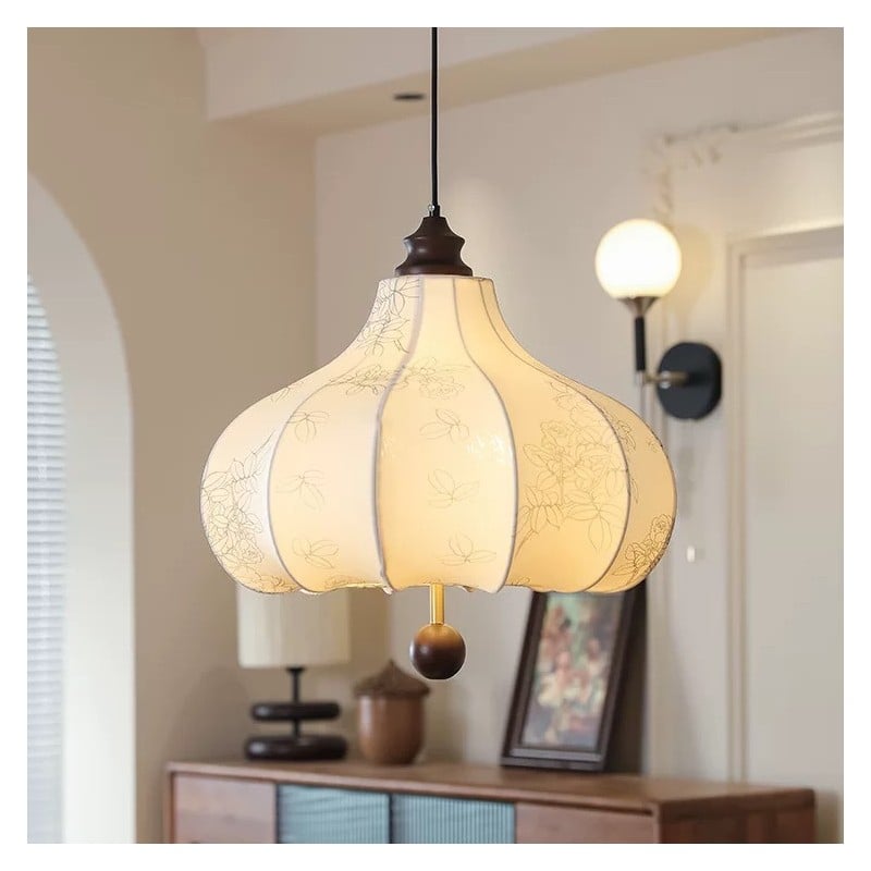 Lámpara colgante de tela francesa... Lámpara colgante de tela francesa...