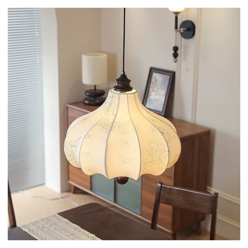 Lámpara colgante de tela francesa... Lámpara colgante de tela francesa...