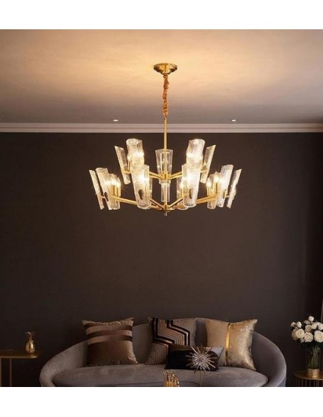 Glass Disks Chandelier/Brass