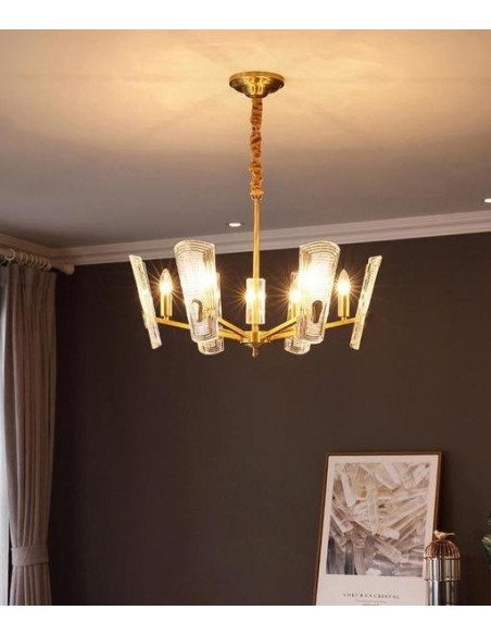 Glass Disks Chandelier/Brass