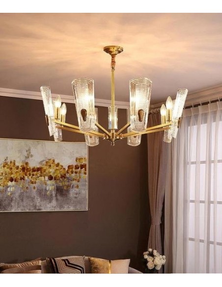 Glass Disks Chandelier/Brass