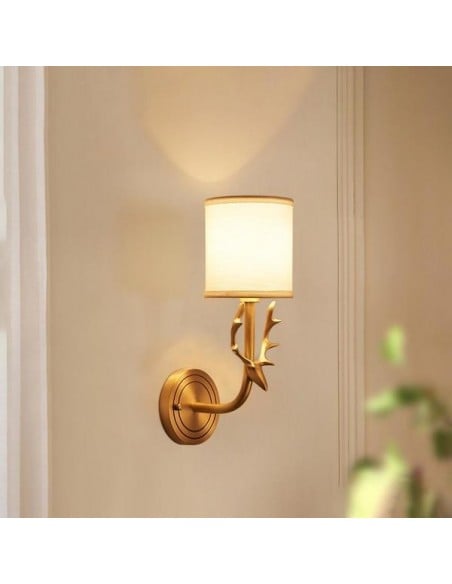 Brass Deer Head Wall Light