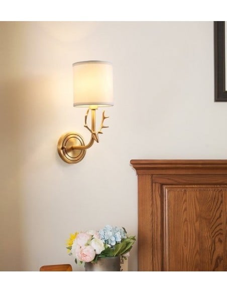 Brass Deer Head Wall Light