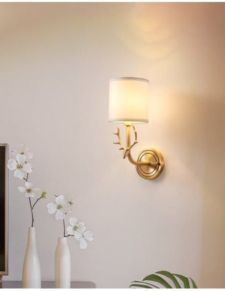 Brass Deer Head Wall Light