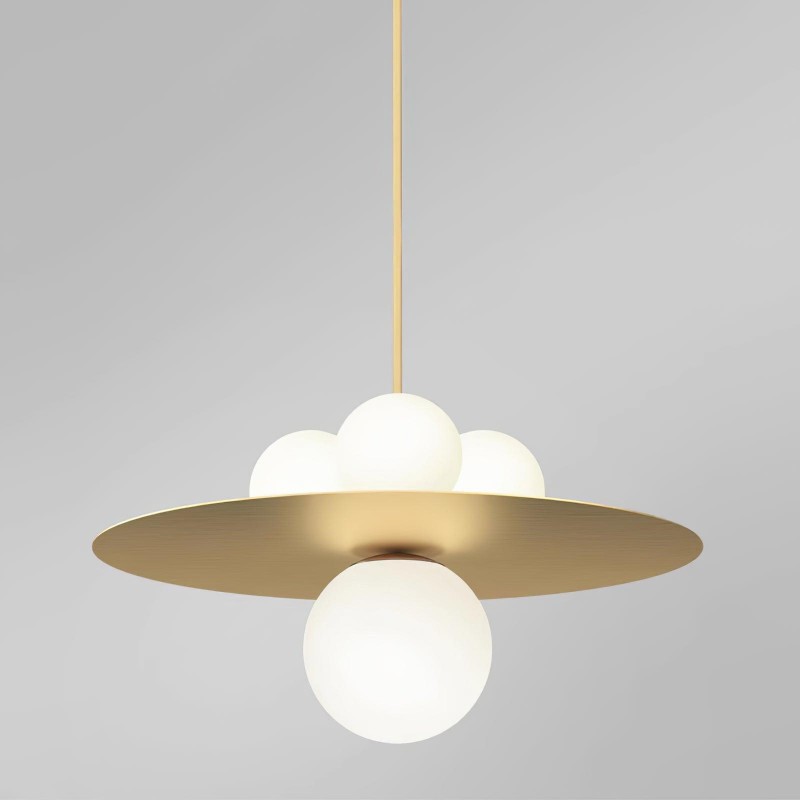 Metalen schijf met bol hanglamp KL217