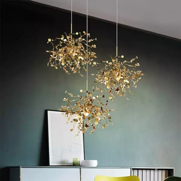 Modern Creative Decorative Leaf Stainless Steel Pendant Light