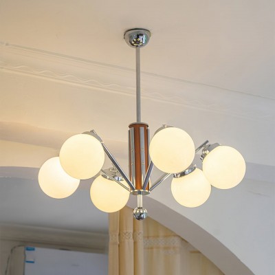 Mid Century Vintage Cream Glass Chandelier