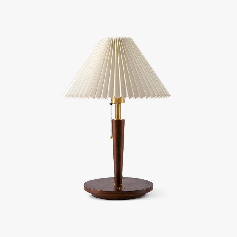 Nordic Retro Pleated Fabric Wooden...
