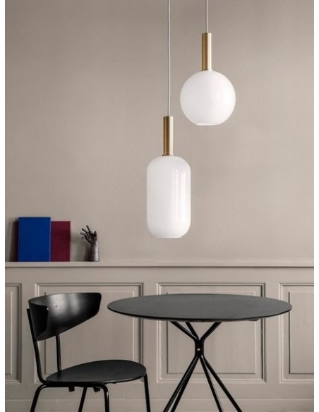 Brass Pendant & Opal Shade