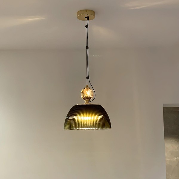 Modern Vintage Gradient Green Glass Shade Single Head Pendant Lamp
