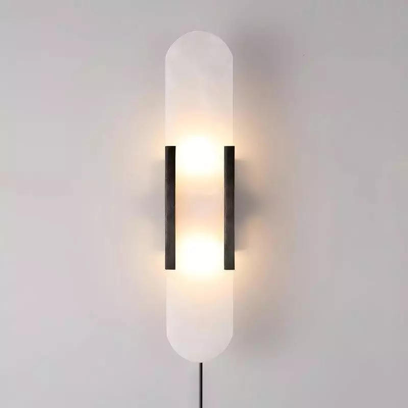 Alabaster Elongated Plug In Wall Lamp...
