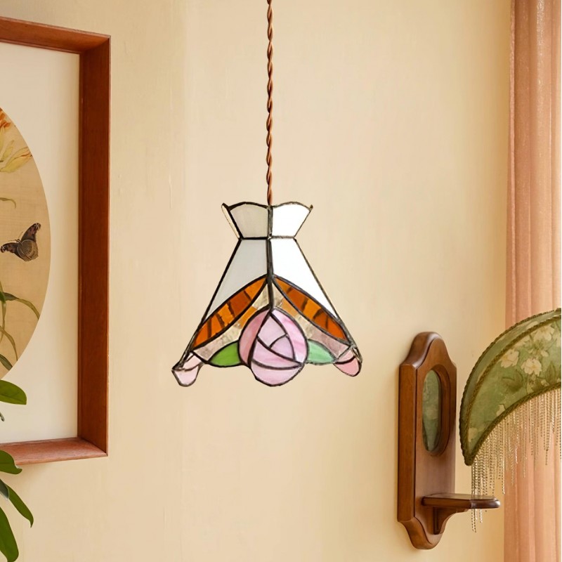 Lampe à suspension en verre teinté...