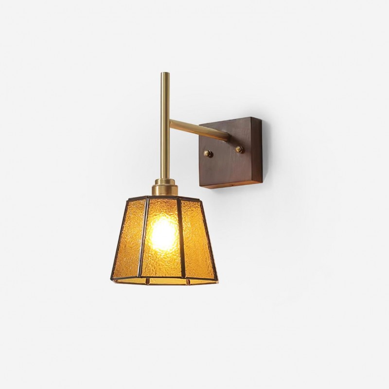 Lampada da parete in ottone e noce...