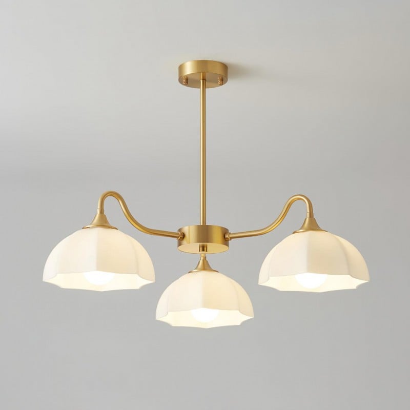 Lampadario in vetro con fiori da...