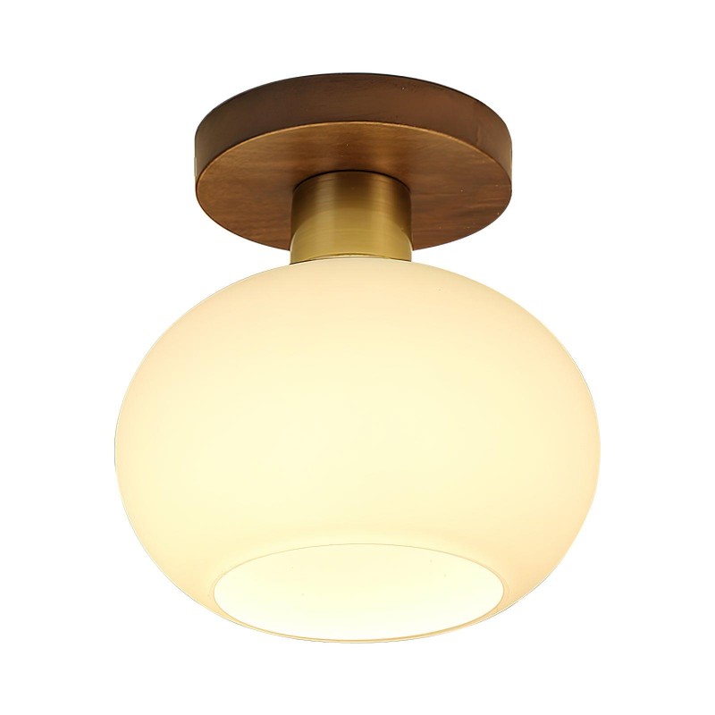 Vintage Wabi-Sabi Walnut Copper Glass...