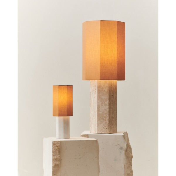Octagonal Travertine Stone Table Lamp