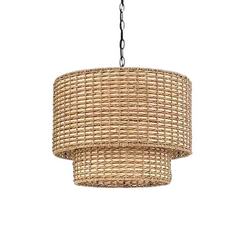 Natural Rattan Double Drum Pendant...