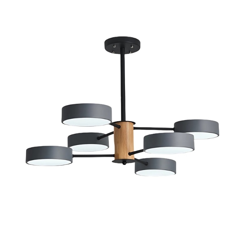 Lustre rond en bois ramifié...
