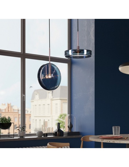 Lampe à suspension en verre bleu foncé