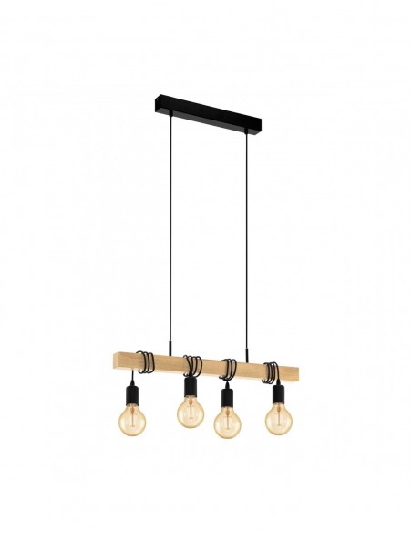 Lampe à suspension en bois à 4 lumières TOWNSHEND