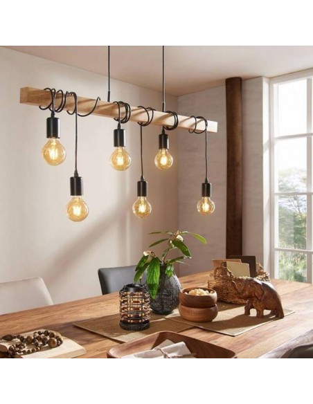 Lampe à suspension en bois à 4 lumières TOWNSHEND