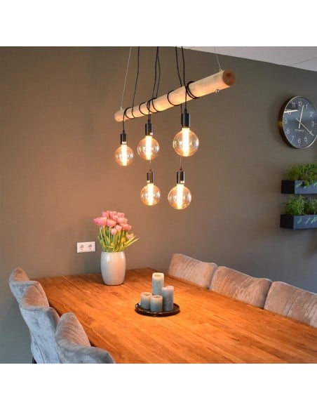 TOWNSHEND 4 Light Wooden Pendant Lamp