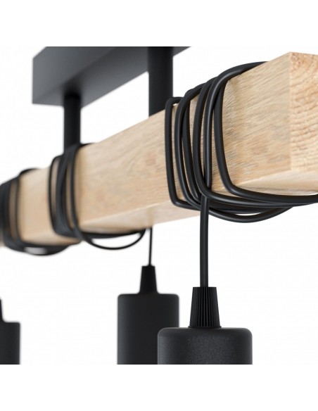 Lampe à suspension en bois à 4 lumières TOWNSHEND