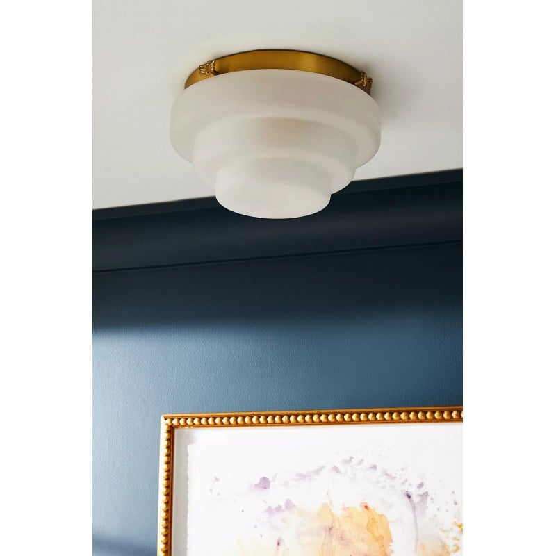 Capigia Glass Metal Flush Mount Ceiling Light - Modern Fixture for Bedroom or Hallway