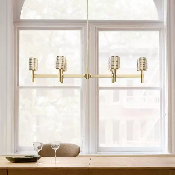 Galvia Champagne Bronze 6-Light Chandelier - Metal Adjustable