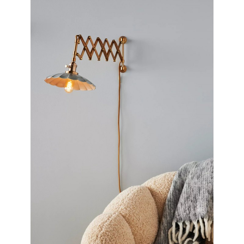 Furium Scalloped Accordian Plug-In Sconce - Brass Wall Light Elegance