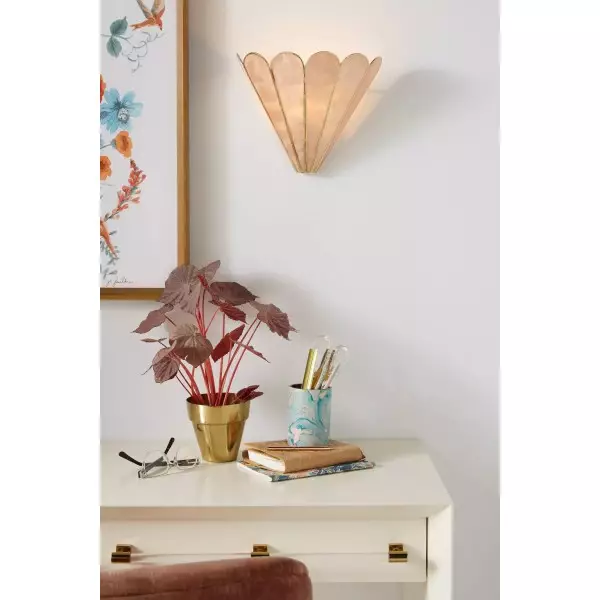 Lumica Capiz Faceted Wall Light - Brass & Iron Sconce in Gold Finish