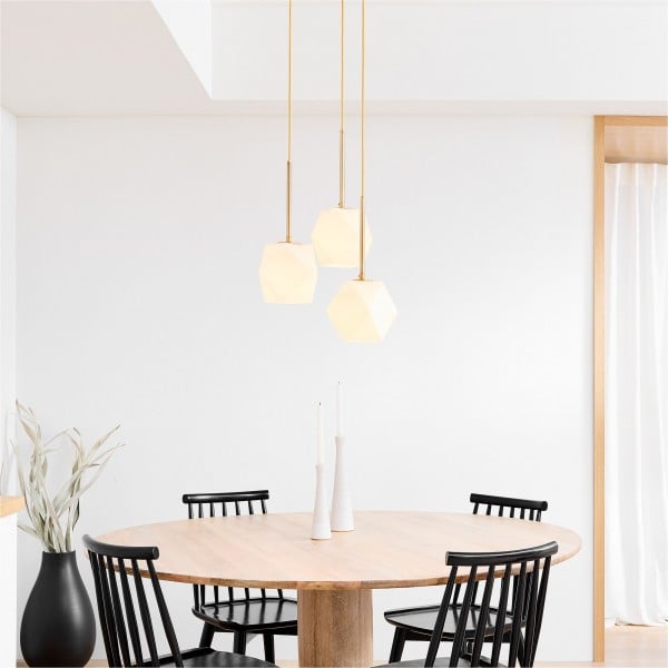 Talvior Sculptural Lighting - 3-Light Faceted Chandelier in Versatile Finishes
